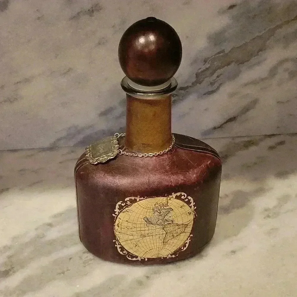 Decanter decorative empty Leather Map Decor Bourbon bottle